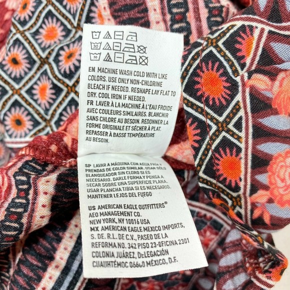 American Eagle Outfitters Cold Shoulder Dress Multicolor Patchwork Boho Medium M - Picture 6 of 11